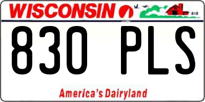 WI license plate 830PLS