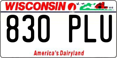 WI license plate 830PLU