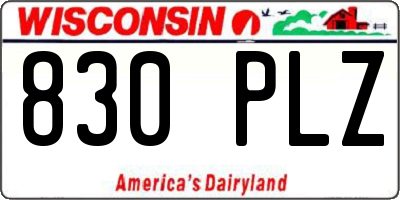 WI license plate 830PLZ