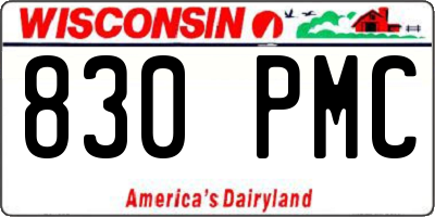 WI license plate 830PMC