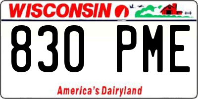 WI license plate 830PME