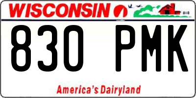WI license plate 830PMK