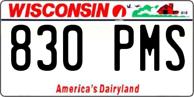WI license plate 830PMS