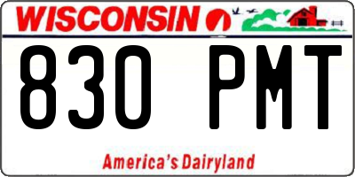 WI license plate 830PMT