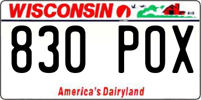 WI license plate 830POX