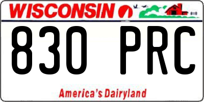 WI license plate 830PRC