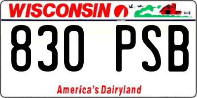 WI license plate 830PSB