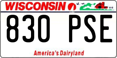 WI license plate 830PSE