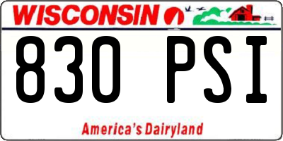 WI license plate 830PSI