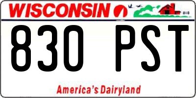 WI license plate 830PST