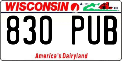 WI license plate 830PUB