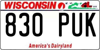 WI license plate 830PUK