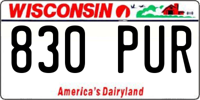 WI license plate 830PUR