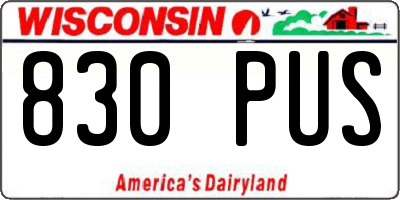 WI license plate 830PUS