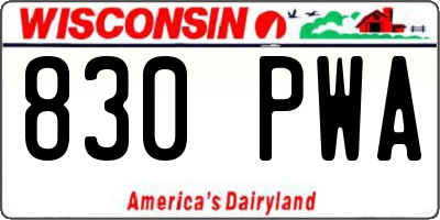 WI license plate 830PWA