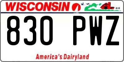 WI license plate 830PWZ