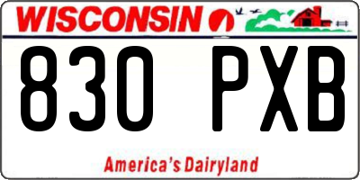 WI license plate 830PXB