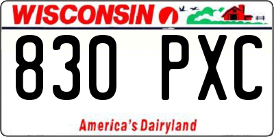 WI license plate 830PXC