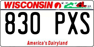WI license plate 830PXS