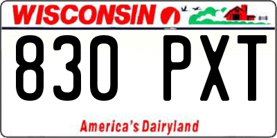 WI license plate 830PXT