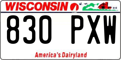 WI license plate 830PXW