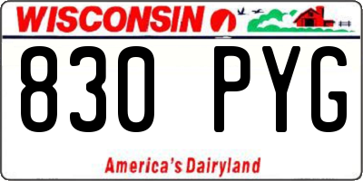 WI license plate 830PYG