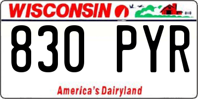 WI license plate 830PYR