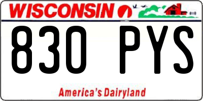 WI license plate 830PYS