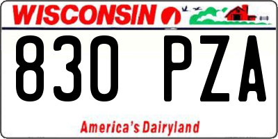 WI license plate 830PZA