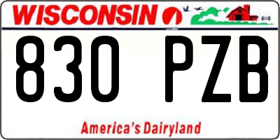 WI license plate 830PZB