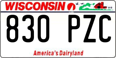 WI license plate 830PZC