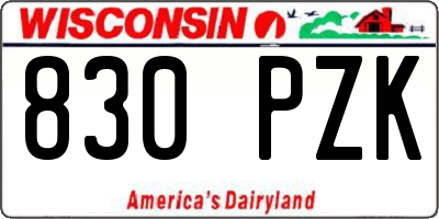 WI license plate 830PZK