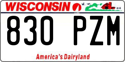 WI license plate 830PZM