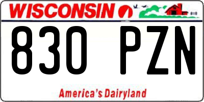 WI license plate 830PZN