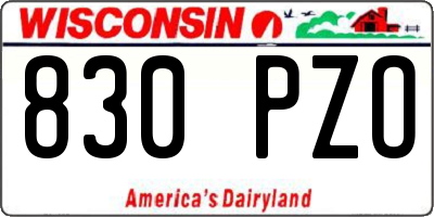 WI license plate 830PZO