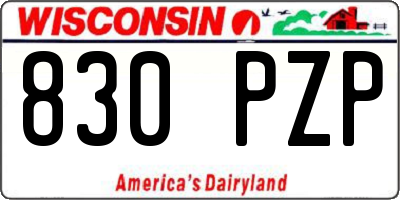 WI license plate 830PZP