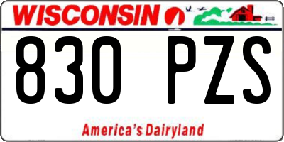 WI license plate 830PZS
