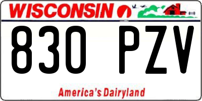 WI license plate 830PZV