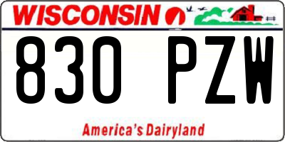 WI license plate 830PZW