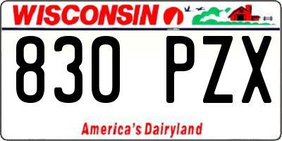 WI license plate 830PZX