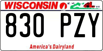 WI license plate 830PZY