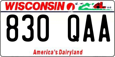 WI license plate 830QAA