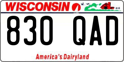 WI license plate 830QAD