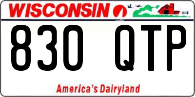 WI license plate 830QTP