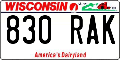 WI license plate 830RAK