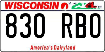 WI license plate 830RBO