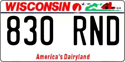 WI license plate 830RND