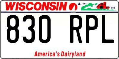 WI license plate 830RPL