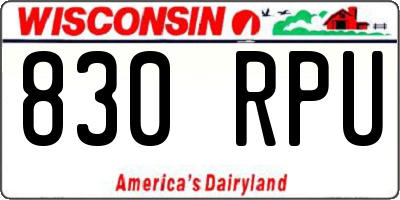 WI license plate 830RPU