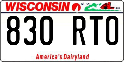 WI license plate 830RTO